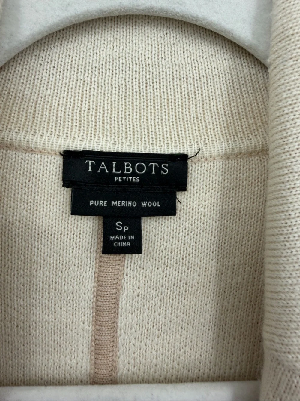 Talbots Pure Merino Wool Ivory Knit Open Long Line Cardigan Sweater SP Petite Sm